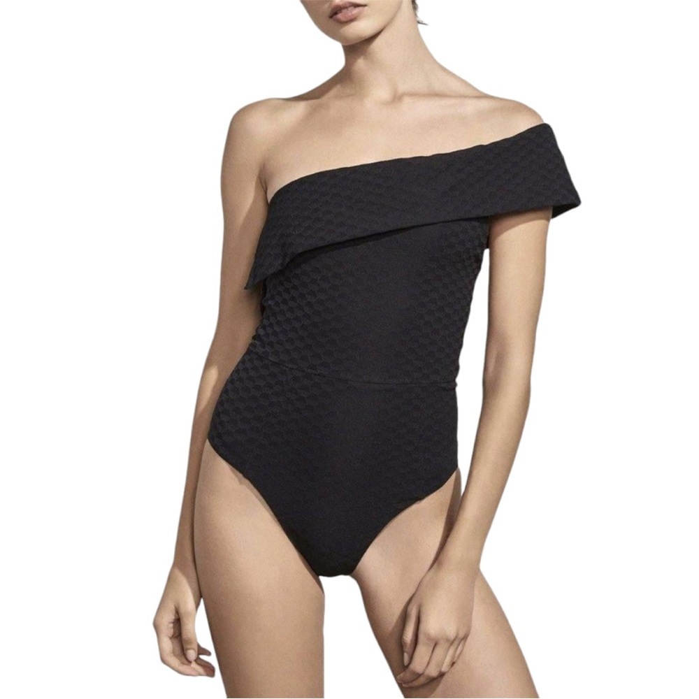 AMAIO SWIM Jeanne Maillot One Shoulder Textured One Piece size Small